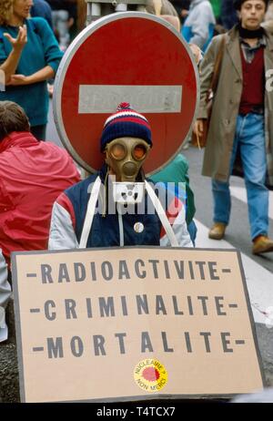 Antinukleäre Demonstration in Paris, Frankreich, Juni 1987 Stockfoto