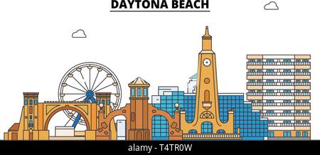 Daytona Beach, United States, umriss Reisen skyline Vector Illustration. Stock Vektor