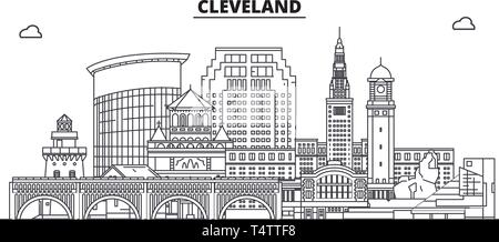 Cleveland, USA, umriss Reisen skyline Vector Illustration. Stock Vektor