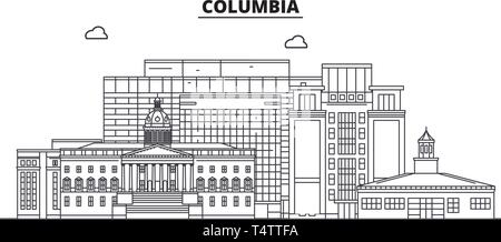 Columbia, United States, umriss Reisen skyline Vector Illustration. Stock Vektor