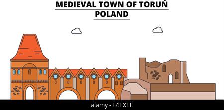 Polen, Torun, Reisen skyline Vector Illustration. Stock Vektor