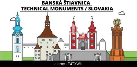 Die Slowakei, Banska Stiavnica, Reisen skyline Vector Illustration. Stock Vektor