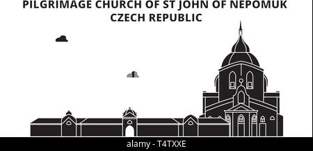 Tschechische Republik, Wallfahrtskirche des hl. Johannes von Nepomuk, Reisen skyline Vector Illustration. Stock Vektor