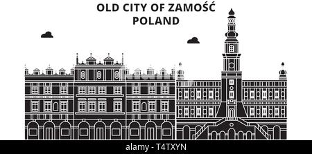 Polen, Zamosc, Reisen skyline Vector Illustration. Stock Vektor