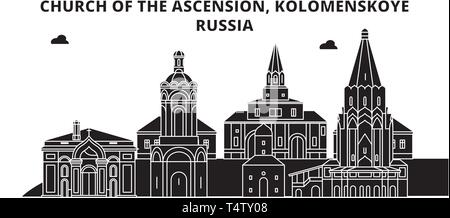 Russland, Kolomenskoye, Kirche der Himmelfahrt, Reisen skyline Vector Illustration. Stock Vektor