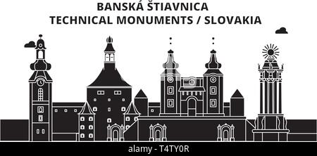 Die Slowakei, Banska Stiavnica, Reisen skyline Vector Illustration. Stock Vektor