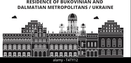 Die Ukraine, die Bukowina und dalmatinische Metropoliten, Reisen skyline Vector Illustration. Stock Vektor