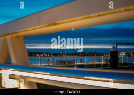 Sonnenaufgang Reventloubrücke Kiel/Sunrise reventlou Brücke Kiel Stockfoto