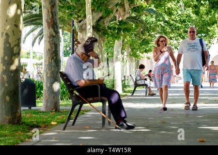 Paseo de S'Alamera, Santa Eulària des Riu, Ibiza, Balearen, Spanien. Stockfoto