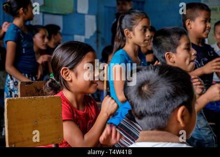 Escuela oficial ländlichen mixta, la Taña, Quiche, República de Guatemala, América Central. Stockfoto