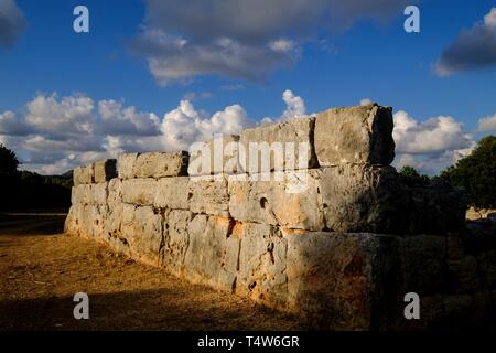 Hospitalet Vell, Edificio rechteckige de arquitectura ciclópea, núcleo de hábitat talayótico, término Municipal de Manacor, Mallorca, Balearen, Spanien, Europa. Stockfoto