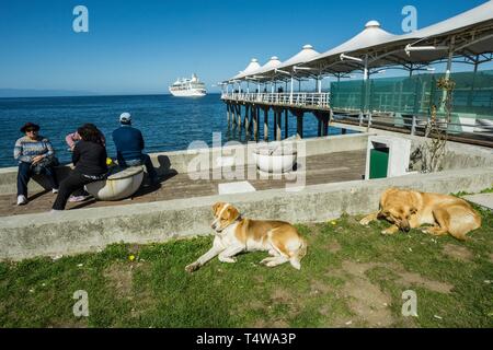 Crucero frente a la Costanera, Puerto Montt, Provincia de Llanquihue, Región de Los Lagos. Patagonien, República de Chile, América del Sur. Stockfoto