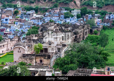 Bundi Blick von Garh Palast, Bundi, Rajasthan, Indien Stockfoto