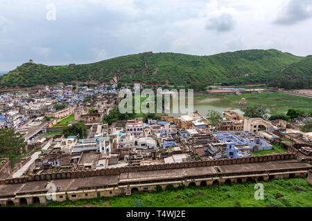 Bundi Blick von Garh Palast, Bundi, Rajasthan, Indien Stockfoto