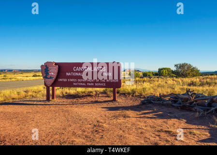 Eingangsschild Der Canyonlands National Park, Utah Stockfoto