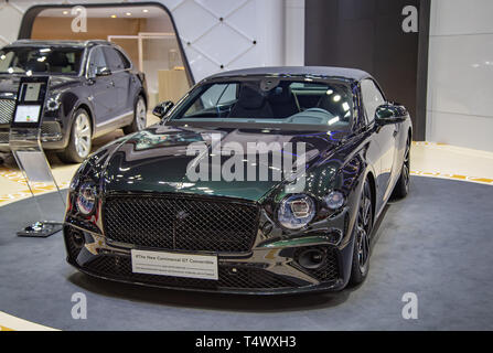 Nonthaburi, Thailand - 3. April 2019: Bentley Continental GT Cabrio luxus Auto Motor Show 2019 vorgestellt Stockfoto