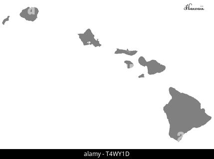 Hohe Qualität Karte von Hawaii ist ein Bundesstaat der Vereinigten Staaten mit Grenzen der Grafschaften Stock Vektor