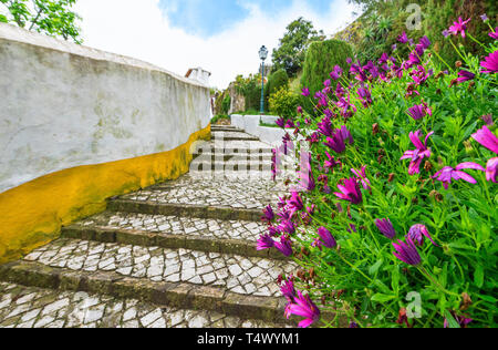 Spaziergang durch die Altstadt von Obidos. Portugal Stockfoto