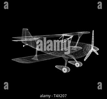 Retro Flugzeug auf schwarzem Hintergrund Stockfoto