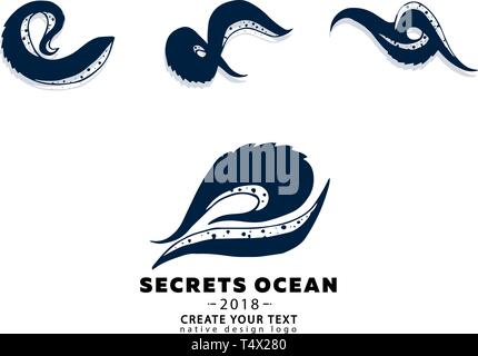 Tentakeln Octopus Zeichnung auf weißem Hintergrund Stock Vektor