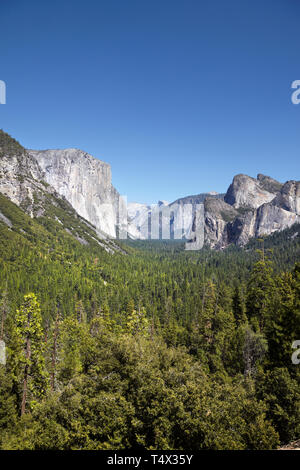 Yosemitie Tal, Half Dome und El Capitan von Tunnel, Yosemiti National Park, Kalifornien. Stockfoto