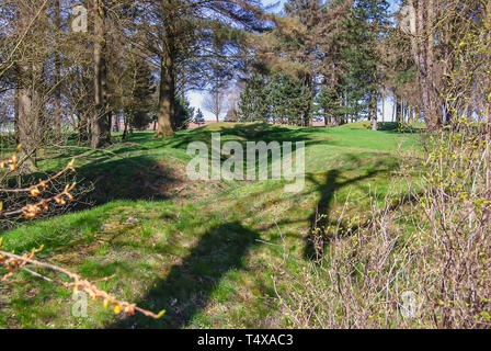 Die erhaltenen Schützengräben aus der Schlacht an der Somme wo Das Neufundländer Regiment kämpfte in Beaumont Hamel in Frankreich Stockfoto