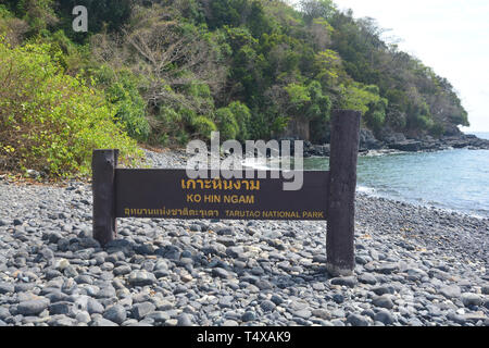 Label Koh hin Ngam, Tarutao Marine National Park in Songkhla Provinz, Thailand Stockfoto