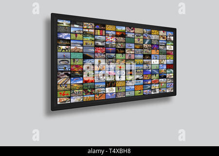 LCD-TV-Panels als Video Wand mit bunten Bildern Stockfoto