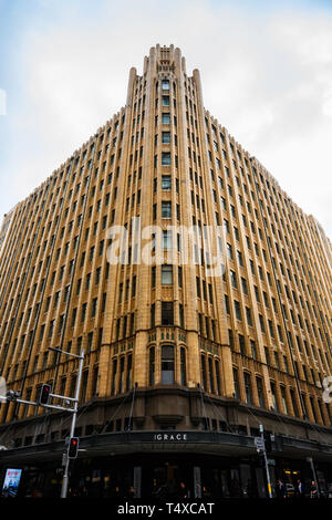 Die denkmalgeschützten Gebäude der Gnade (1930) Häuser das Grace Hotel in Sydney Central Business District, Sydney, New South Wales, Australien. Stockfoto