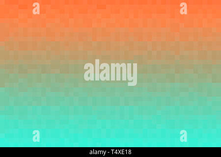 Abstrakte orange und grün Farbverlauf Hintergrund. Textur mit Pixel quadratische Blöcke. Mosaik Muster. Stockfoto