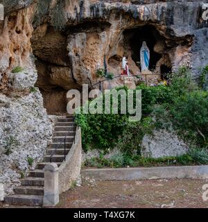 Cova de Lourdes, Cova de Coloms, Santa Eugenia, Mallorca, Balearen, Spanien. Stockfoto