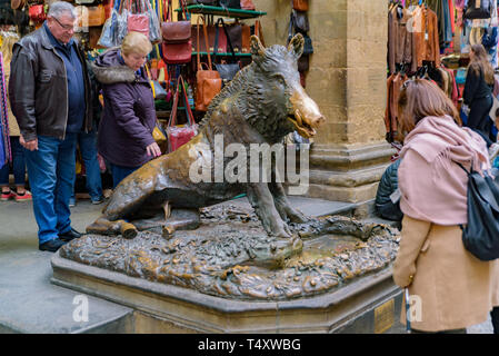 Bronze porcellino Brunnen für gutes Glück in Florenz, Italien Stockfoto