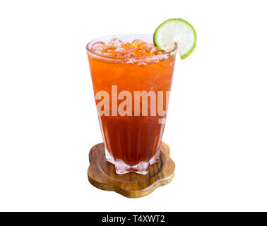 Glas Eis Zitrone Tee antiken trinken, auf Hintergrund isoliert Stockfoto