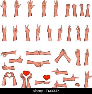 Riesige Gruppe von Menschen Hände Gesten in 3d Low Poly Geometrie für Kreative polygonalen Abbildungen Stock Vektor