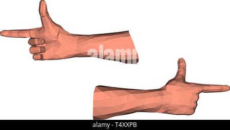 Polygonale Zeigefinger Zeiger dreieckige Low Poly isoliert Hände Kunst Stock Vektor