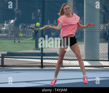 Aliaksandra Sasnovich in Ausbildung Fed Cup Halbfinale April 2019 QTC Showcourt Brisbane Australien Stockfoto