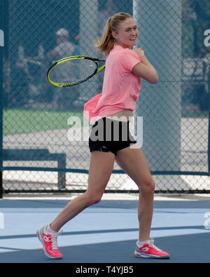 Aliaksandra Sasnovich in Ausbildung Fed Cup Halbfinale April 2019 QTC Showcourt Brisbane Australien Stockfoto