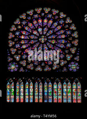 PARIS - Oktober 25, 2016: Süden Rosette der Kathedrale Notre Dame Stockfoto