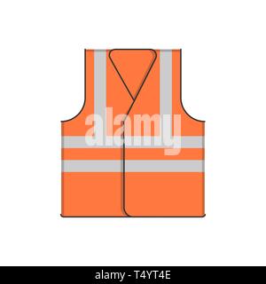 Sicherheit orange Weste ist auf einem weißen Hintergrund. Vector Illustration in flacher Ausführung. Stock Vektor