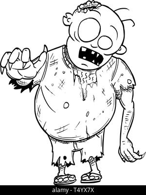 Cartoon Zeichnung konzeptuelle Abbildung: Fat crazy Halloween Monster Zombie. Stock Vektor