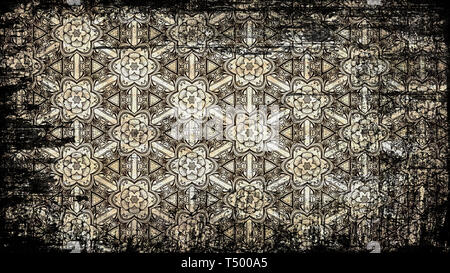 Schwarz und Braun Vintage Grunge Floral Muster Hintergrund Textur Stockfoto