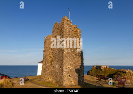 Tenby Schloss, Tenby, Dyfed, Wales. Stockfoto