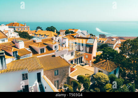Luftaufnahme von Lissabon Dächer der Stadt in Portugal Stockfoto