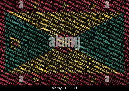 Grenada Fahne wird auf dem Bildschirm mit dem Programm Code dargestellt. Das Konzept der modernen Technologie- und Standortentwicklung. Stockfoto