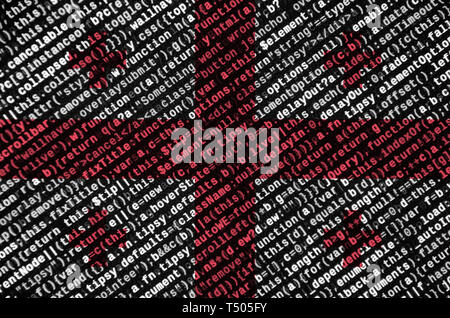 Georgia Flagge wird auf dem Bildschirm mit dem Programm Code dargestellt. Das Konzept der modernen Technologie- und Standortentwicklung. Stockfoto