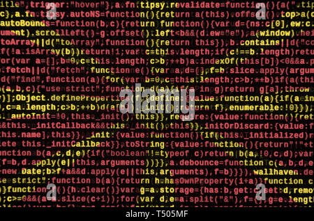 Mazedonien Flagge wird auf dem Bildschirm mit dem Programm Code dargestellt. Das Konzept der modernen Technologie- und Standortentwicklung. Stockfoto