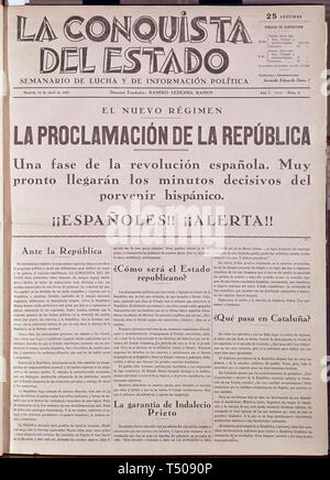 PERIODICO LA CONQUISTA DEL ESTADO - 1931. Lage: Biblioteca Municipal. MADRID. Spanien. Stockfoto