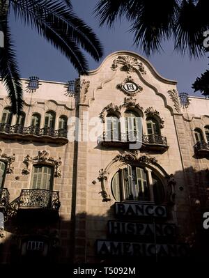 BANCO HISPANO AMERICANO (ANTES CASA DE JOSE V BELTRIN). Lage: an der Außenseite. CARTAGENA. Spanien. Stockfoto