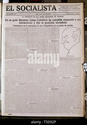 PERIODICO EL SOCIALISTA - 1932. Lage: Biblioteca Municipal. MADRID. Spanien. LARGO CABALLERO FRANCISCO. Stockfoto