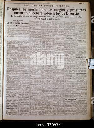 PERIODICO EL SOCIALISTA - 1932. Lage: Biblioteca Municipal. MADRID. Spanien. Stockfoto